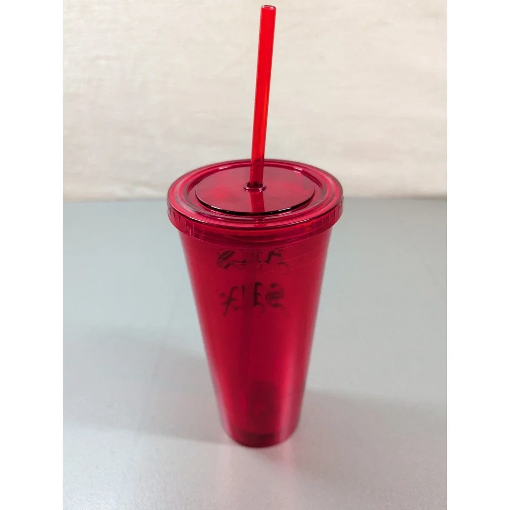 All Sux Red Translucent 20oz Tumbler Cold Cup with Lid and Straw Gothic Font